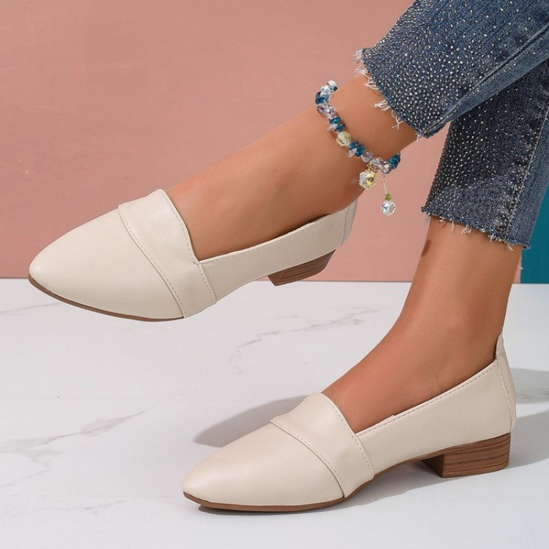 Women'S Shoes - รองเท้าสวมแบบสลิปออนสำหรับผู้หญิง รองเท้าสีพื้นแบบสวม ปลายแหลม ปากตื้น พื้นนุ่ม รองเท้าแตะแบบสวมสำหรับผู้หญิง