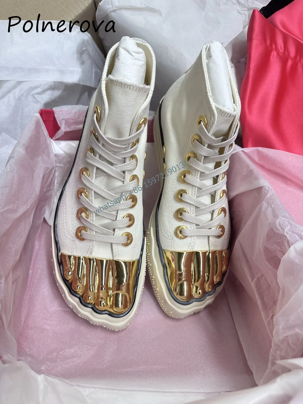Women'S Shoes - ห้านิ้วโลหะ Toe รองเท้าผสมสีเพิ่ม CROSS Lace Up
