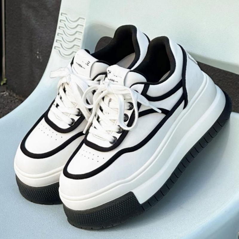 Running Shoes - รองเท้าผ้าใบผู้หญิงหนังแท้สีขาว ระบายอากาศได้ดี สไตล์ลำลอง เหมาะสำหรับเดิน วิ่ง ออกกำลังกาย