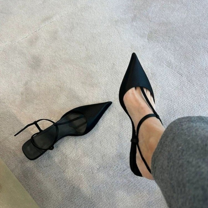 Women'S Shoes - รองเท้าแบรนด์สำหรับผู้หญิง รองเท้าแตะหัวแหลมสุดเซ็กซี่ ส้นเตี้ยใส่สบาย รองเท้าแตะแฟชั่น รองเท้าส้นสูงไซส์ใหญ่ ดีไซน์เรียบง่าย