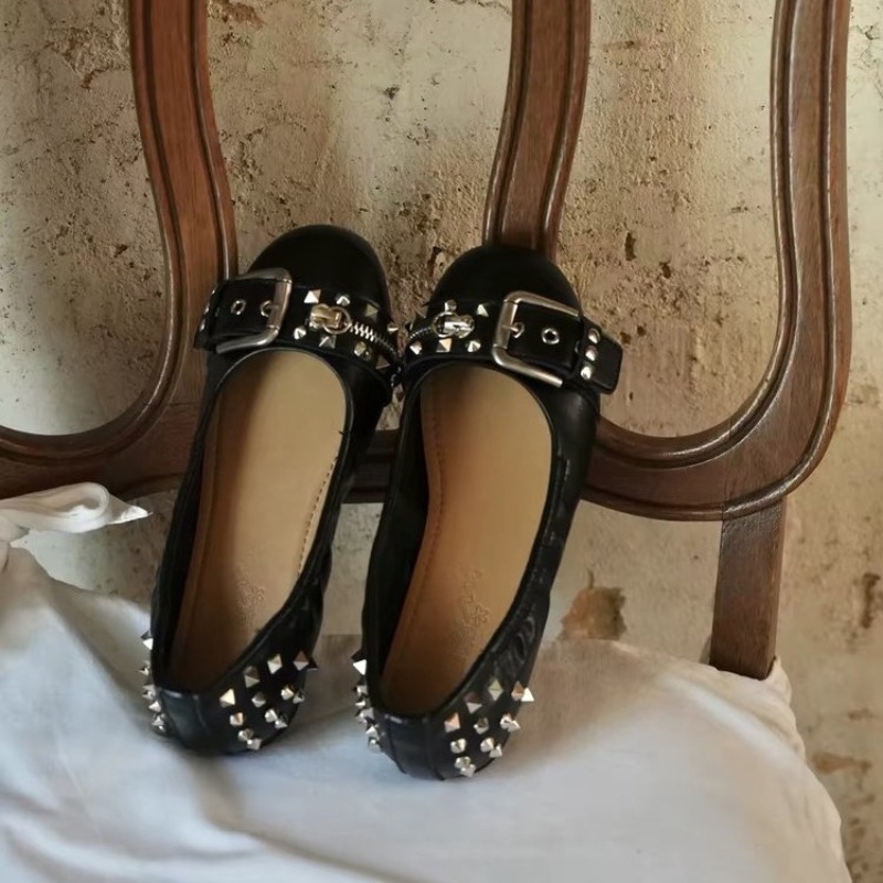 รองเท้าส้นเตี้ยหัวกลมแบบมีสายร - Women'S Shoes บทวิจารณ์และราคา