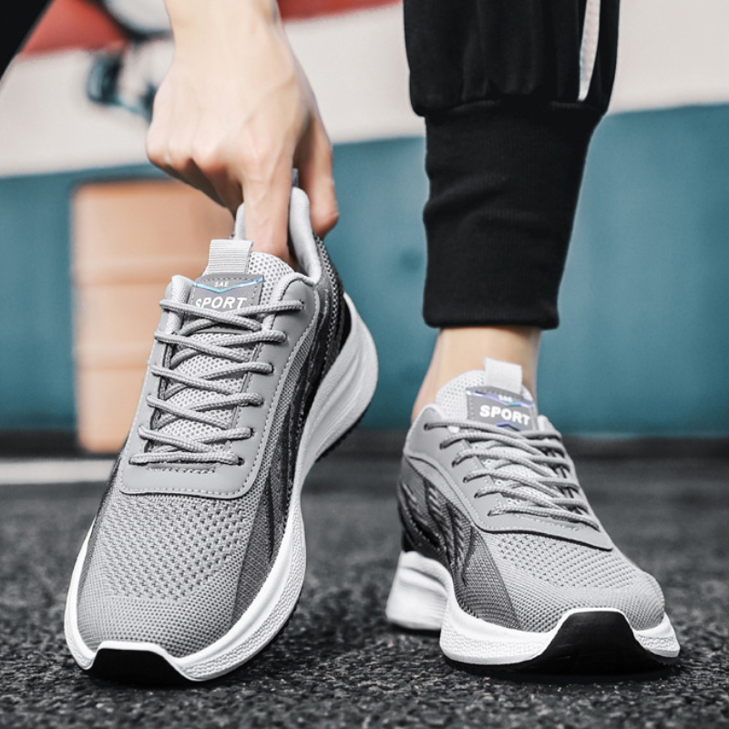 ออกแบบรองเท้าวิ่งผู้ชายBreatha - Knit Fabric Lace Up Sneakers บทวิจารณ์และราคา